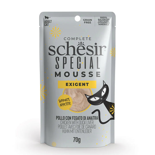 Schesir [最新系列 Special Mousse]  -挑嘴雞肉鴨肝慕絲主食包70g